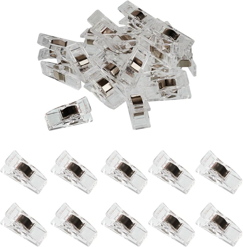 Foihukelim Plastic Clips 30 Pcs Notions Ideal for Sewing and Quilting Clips for Fabric Crafting for Seamstresses Quilters and DIY Projects (Transparent) - Image 1
